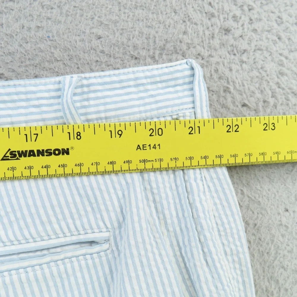 Orvis Shorts Mens 42 Blue White Stripe Seersucker Flat Front Golf - Picture 8 of 10